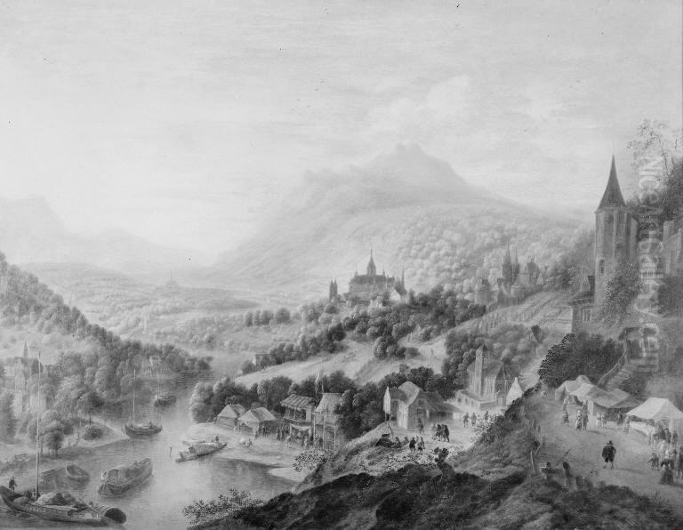 River Scenery Oil Painting by Jan Griffier I