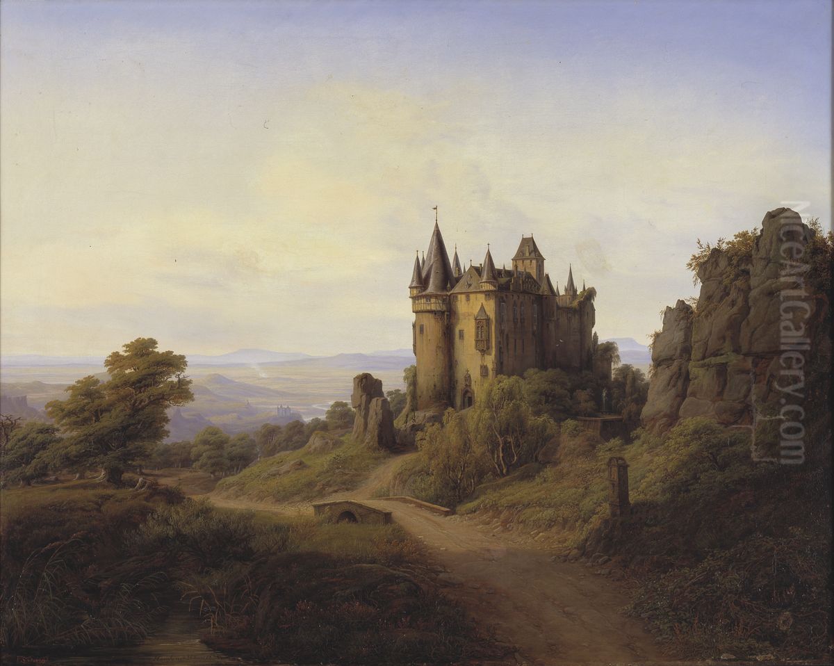 Slottet Buresheim ved Eifelfloden Oil Painting by Frederik Sodring