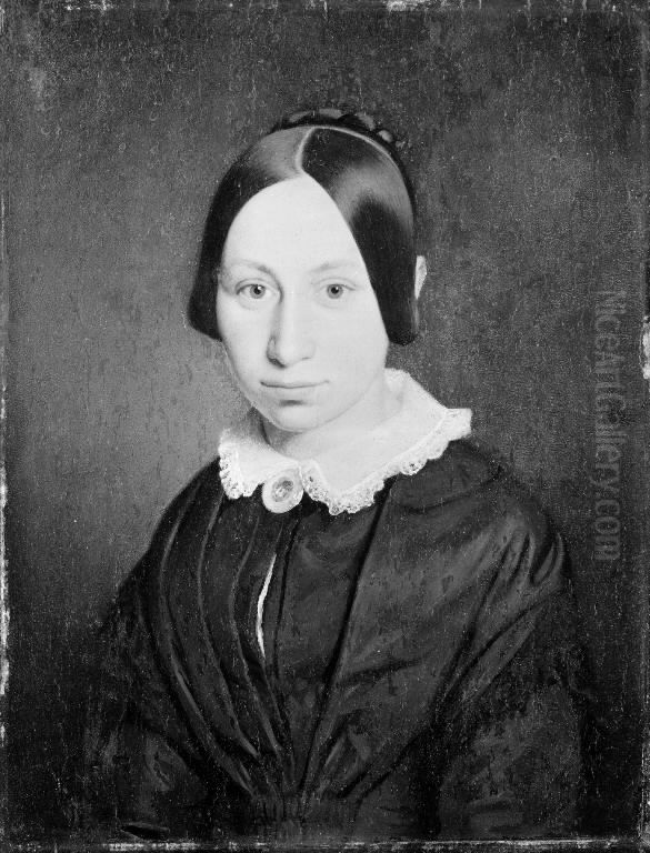 Andrea Frederikke Bindesboll, f. Andersen. Arkitekten Gottlieb Bindesbolls hustru Oil Painting by Th. Wegener