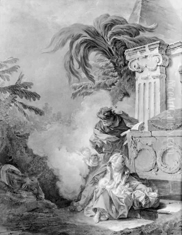 The Rest of the Holy Family during the Flight into Egypt Oil Painting by Francois Boucher