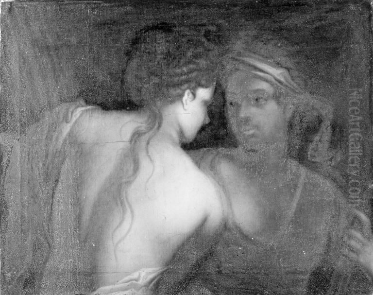 Tvende fruentimmere taler sammen Oil Painting by Jacques d'Agar