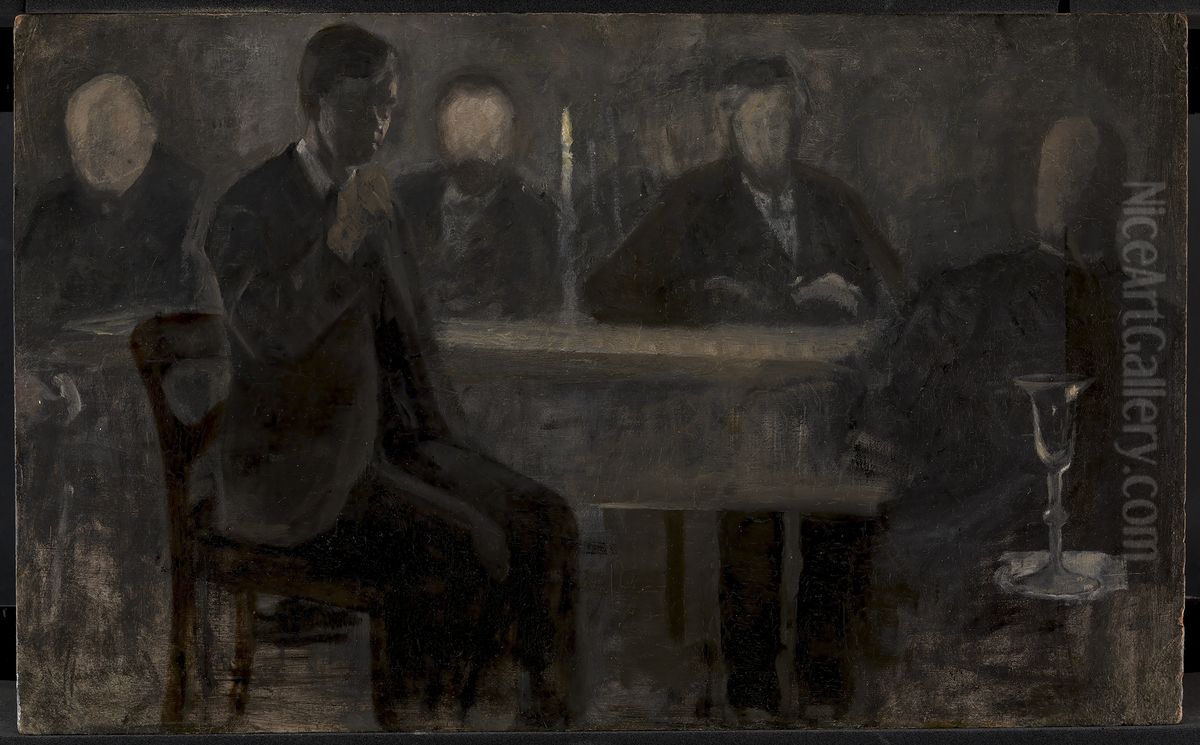 Five Portraits. Study for painting in Thielska Galleriet, Stockholm Oil Painting by Vilhelm Hammershoi