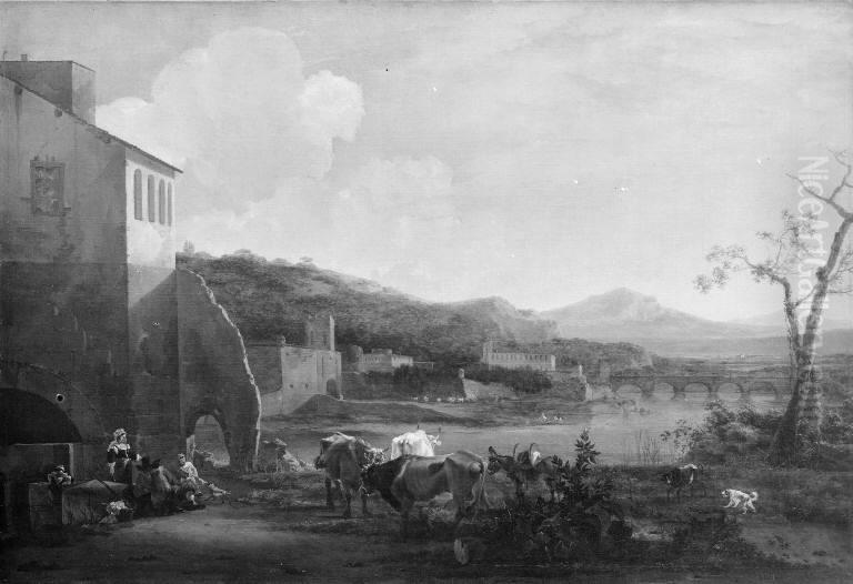 Italian Landscape Oil Painting by Jan Asselijn