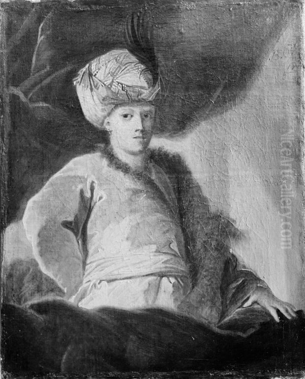 En mand i orientalsk dragt Oil Painting by Benoit Le Coffre