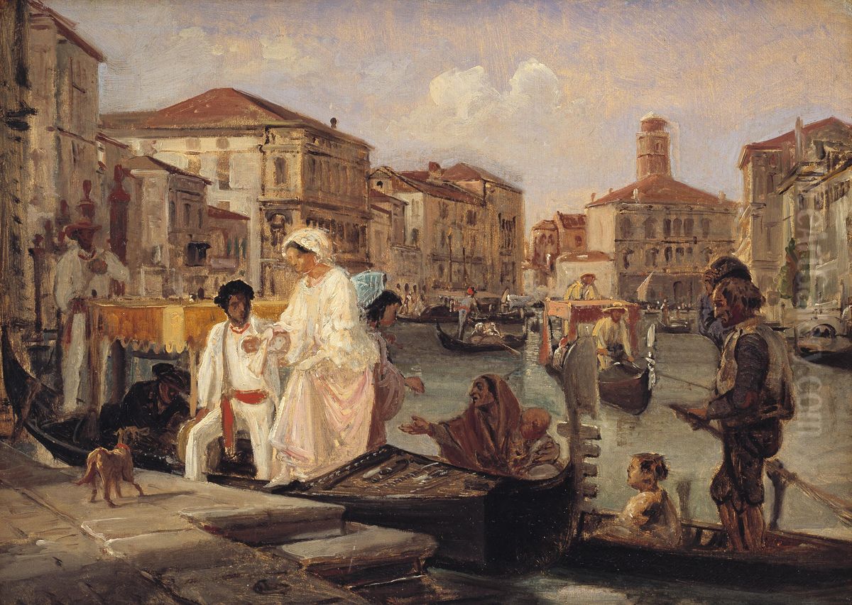 Alighting from a Gondola in Venice Oil Painting by Wilhelm Marstrand