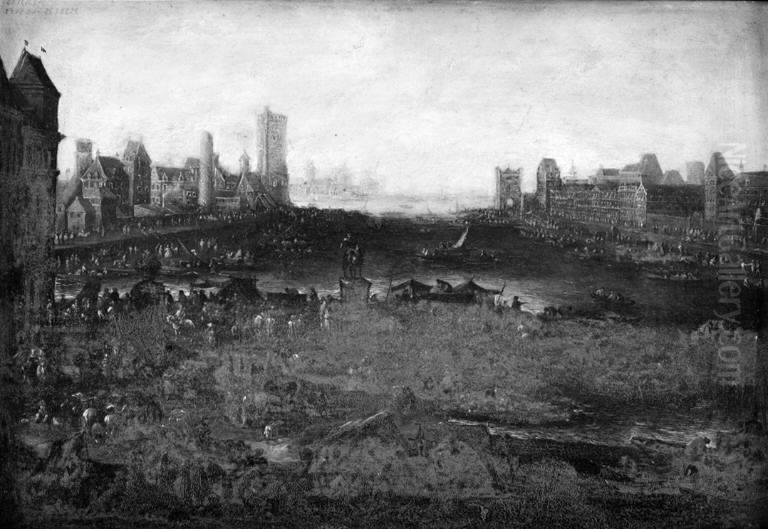 Square in Paris with Many Figures Oil Painting by Jacques Callot