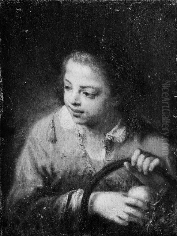 A Boy with a Basket of Fruit Oil Painting by Giuseppe Nogari