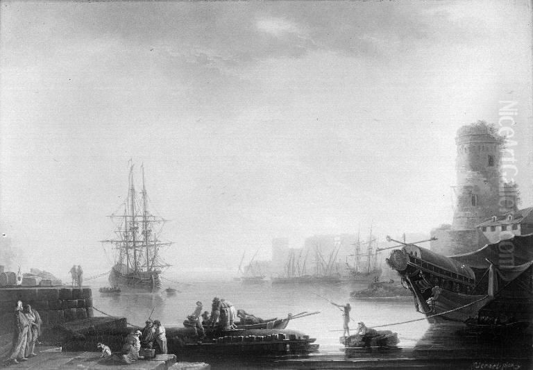 Harbour Scene Oil Painting by Joseph Vernet