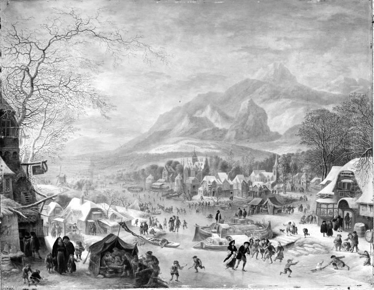 River Scenery in Winter Oil Painting by Jan Griffier I