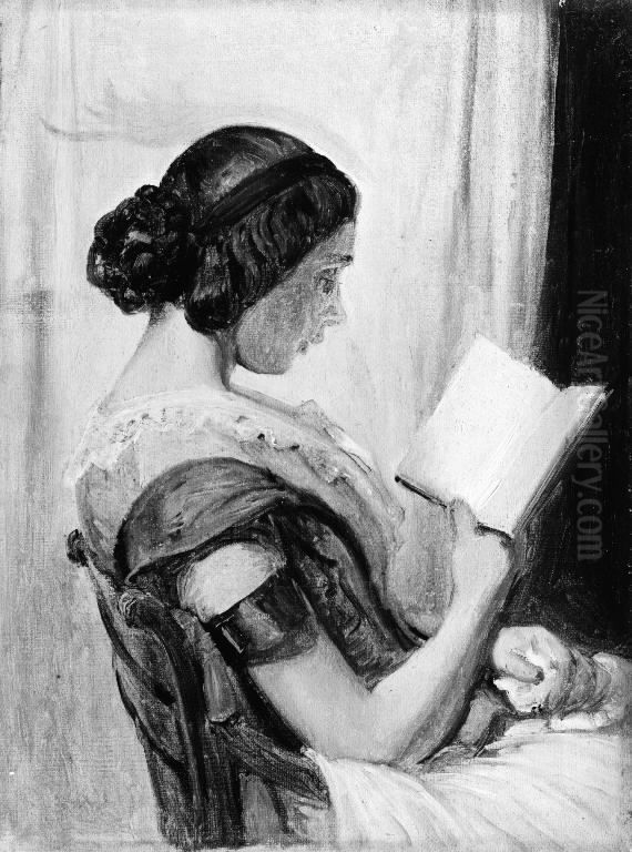 Laesende ung pige Oil Painting by Wilhelm Marstrand