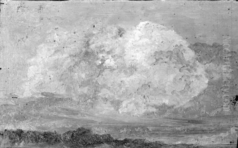 White and Pink Clouds against a Pale Blue Sky Oil Painting by Lorenz Frolich