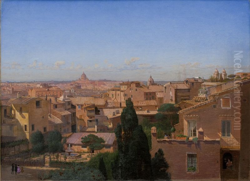 A View of Rome Seen from the Artist's Dwelling Oil Painting by Hans Jorgen Hammer
