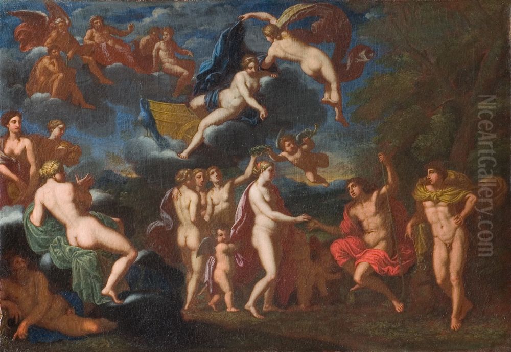Paris Giving Venus the Apple Oil Painting by Johannes van Haensbergen