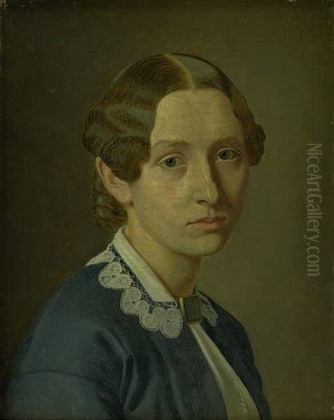 Thomasine Ludvigne Vermehren, f. Gruner, kunstnerens hustru Oil Painting by Frederik Vermehren