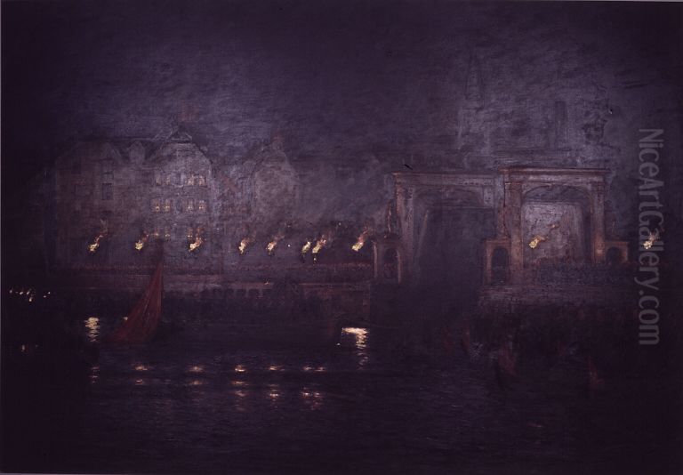 Frederik VII's ligfaerd d. 2. december 1863 Oil Painting by Carl Locher