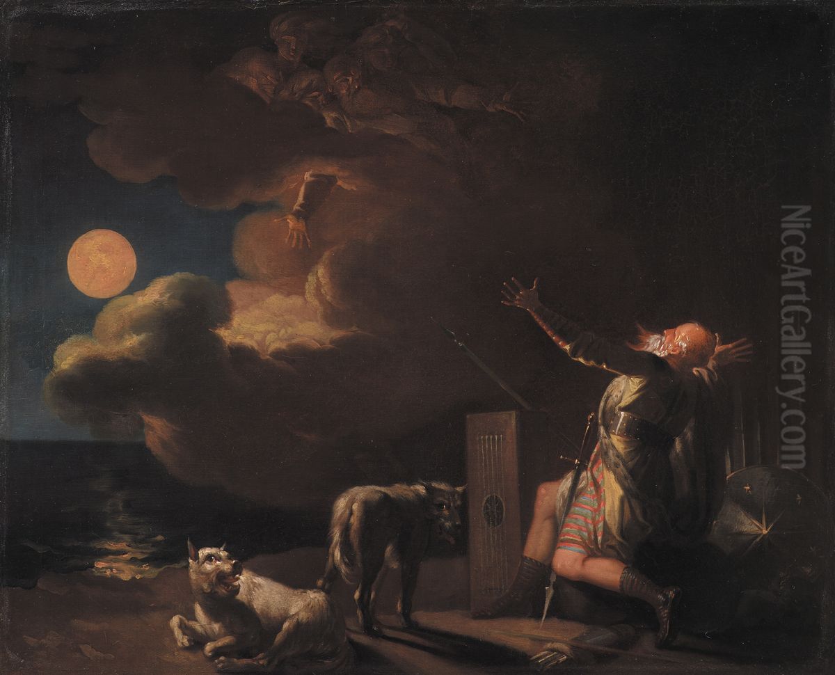Fingal Sees the Ghosts of his Forefathers by Moonlight Oil Painting by Nicolai Abildgaard
