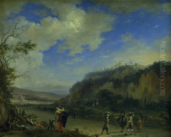 Landscape with Gentlemen Playing Pall-Mall Oil Painting by Willem Schellinks