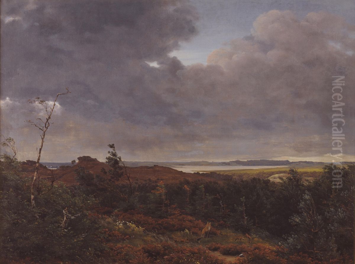 View of Frederiksvaerk from Tisvilde Wood, North Zealand Oil Painting by P. C. Skovgaard
