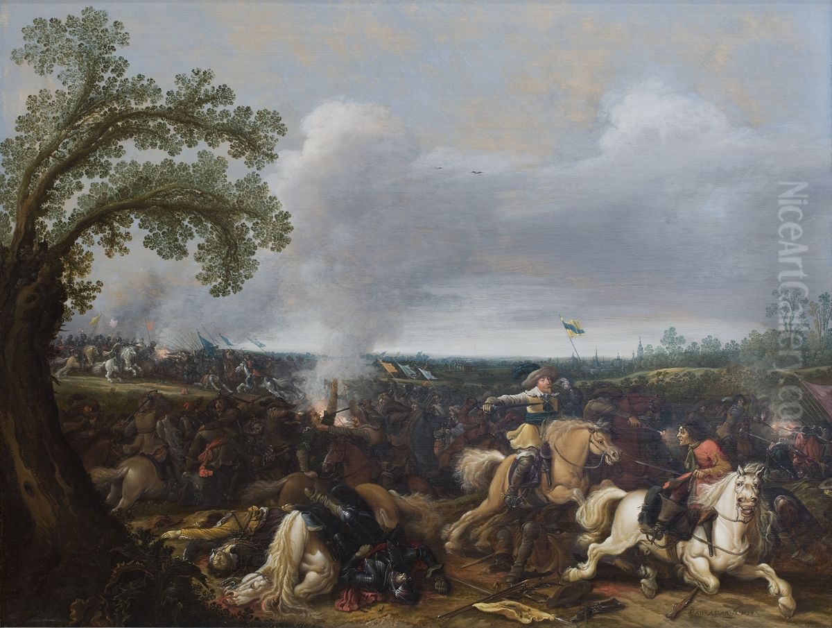 King Gustav II Adolf of Sweden at the Battle by Lutzen November 16th, 1632 Oil Painting by Jan Asselijn