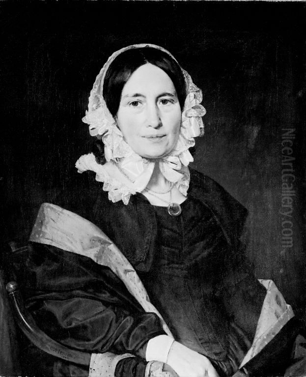 Cathrine Jensen, nee Lorenzen, the Artist's Wife Oil Painting by Christian Albrecht Jensen