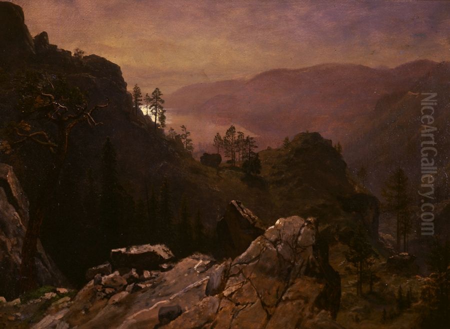 Dawn at Donner Lake Oil Painting by Albert Bierstadt