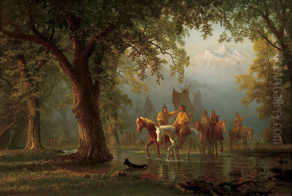 Departure of an Indian War Party Oil Painting by Albert Bierstadt