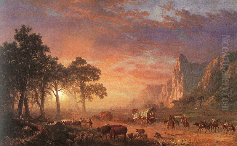 Oregon Trail Oil Painting by Albert Bierstadt