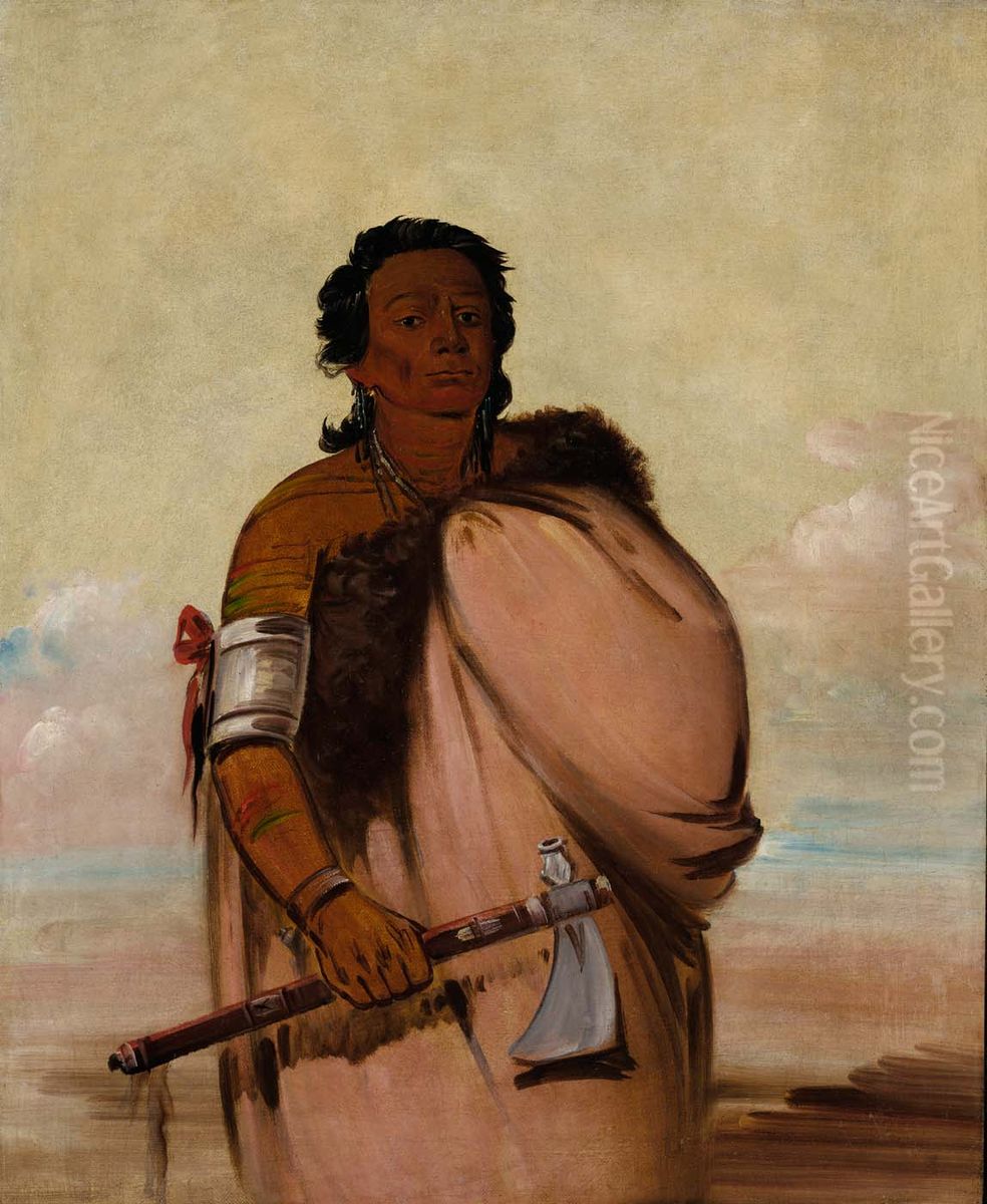 Ah'-sho-cole, Rotten Foot, a Noted Warrior Oil Painting by George Catlin