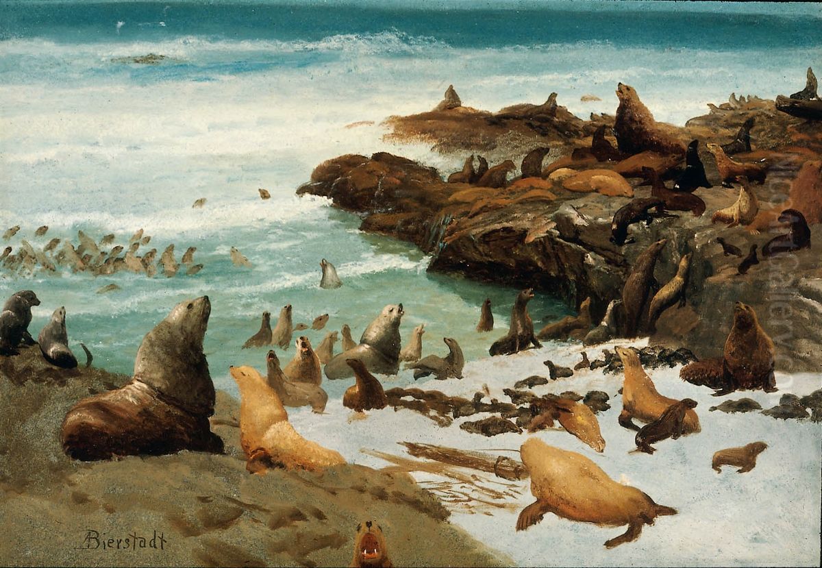 Seal Rocks, Farallons Oil Painting by Albert Bierstadt