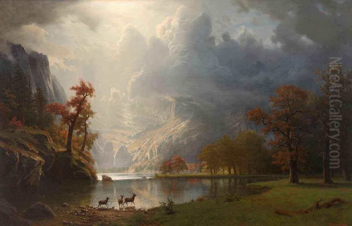 Sierra Nevada Morning Oil Painting by Albert Bierstadt
