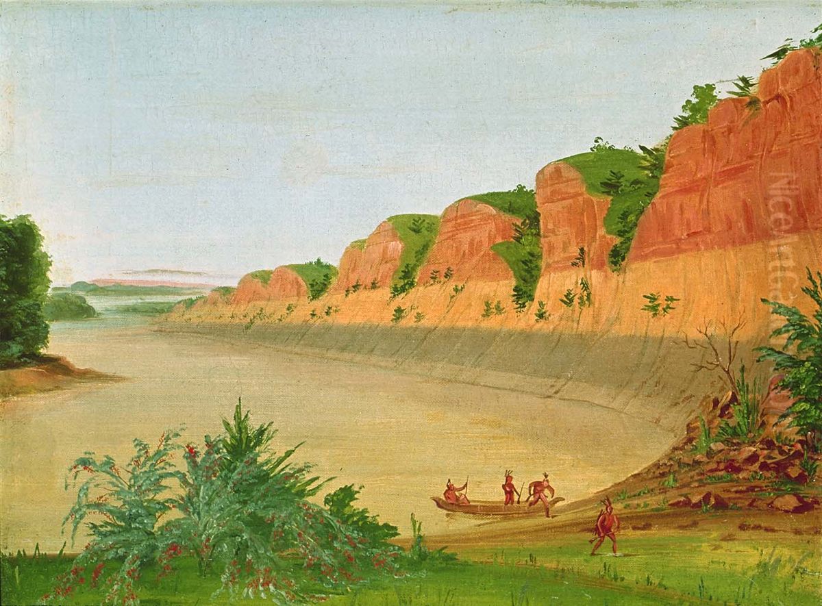 South Side of Buffalo Island, Showing Buffalo Berries in the Foreground Oil Painting by George Catlin