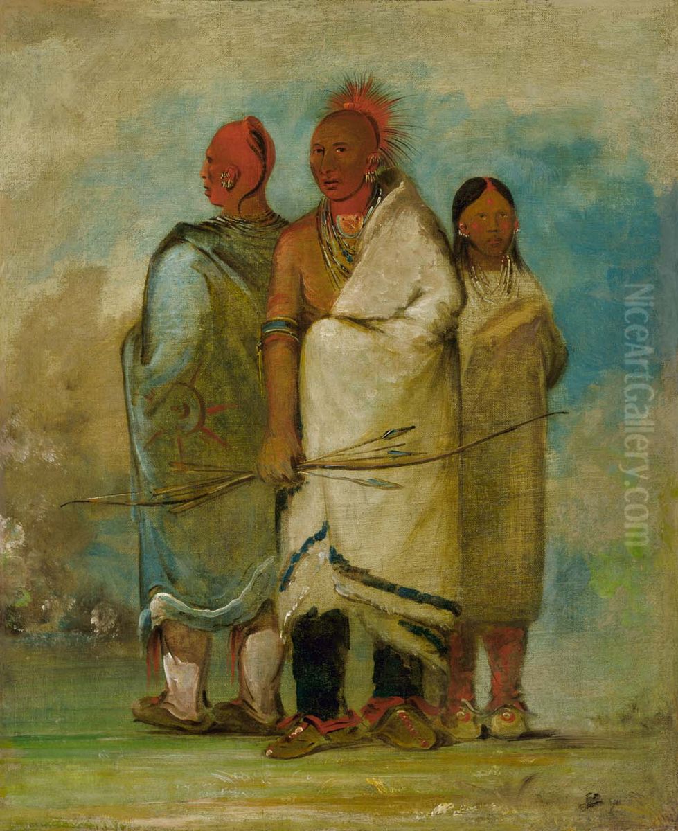 Three Fox Indians Oil Painting by George Catlin