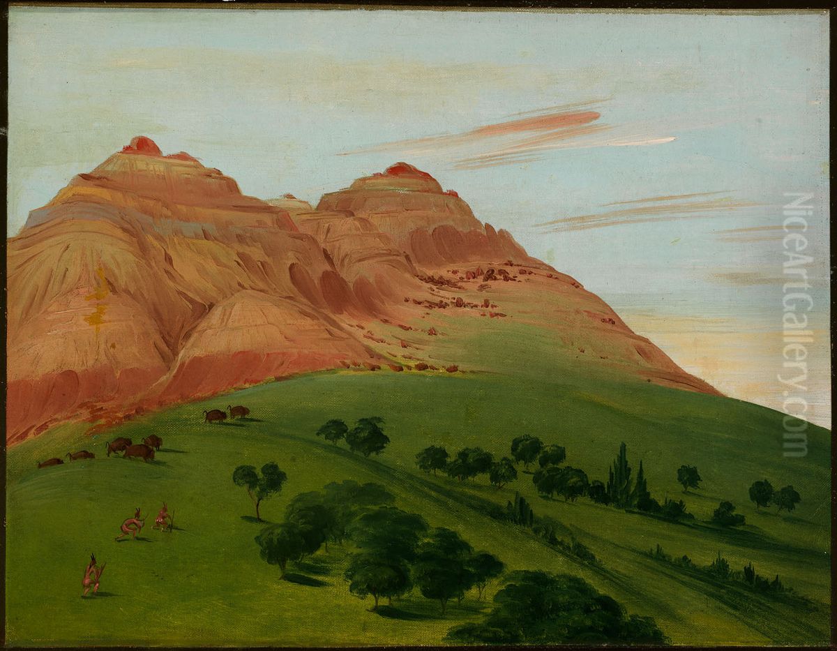 View in the Grand Detour, 1900 Miles above St. Louis Oil Painting by George Catlin
