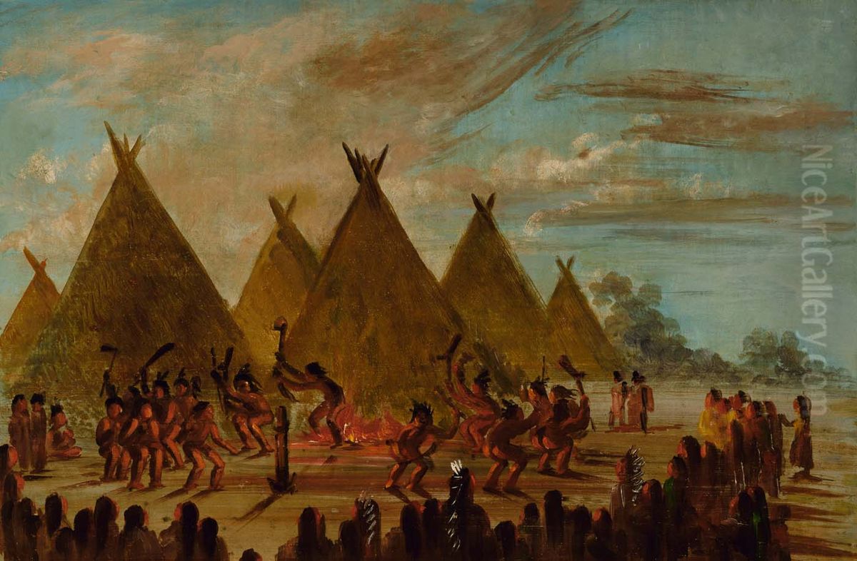 War Dance, Sioux Oil Painting by George Catlin