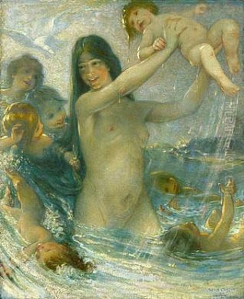 Nymph and Water Babies at Play Oil Painting by William Closson