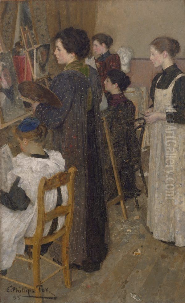 Art students Oil Painting by E. Phillips Fox