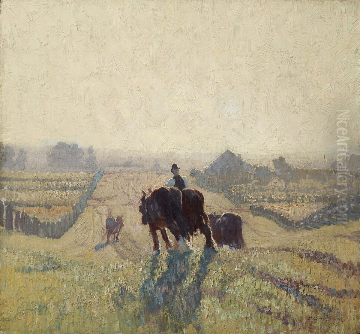 Frosty sunrise Oil Painting by Elioth Gruner