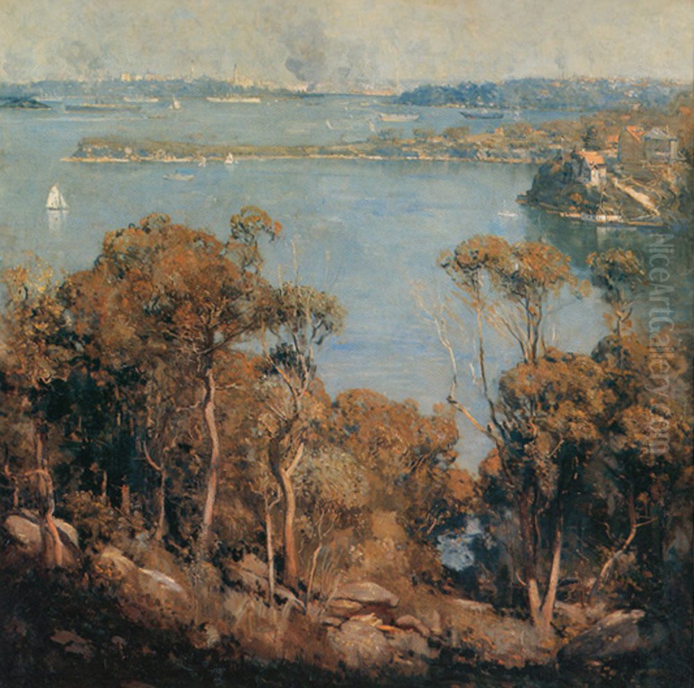 Sydney Harbour Oil Painting by Arthur Streeton