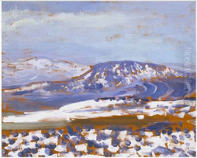 Welsh mountains in snow Oil Painting by Augustus John