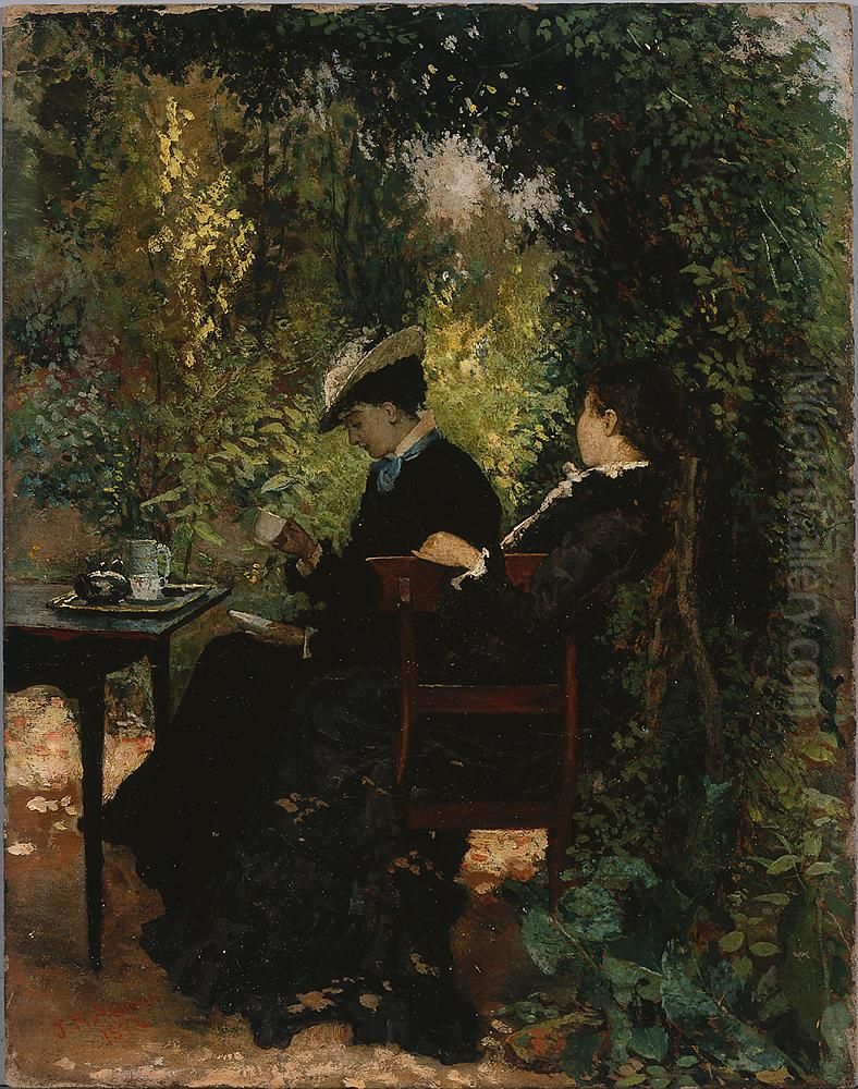 A quiet cup of tea Oil Painting by Julian Ashton