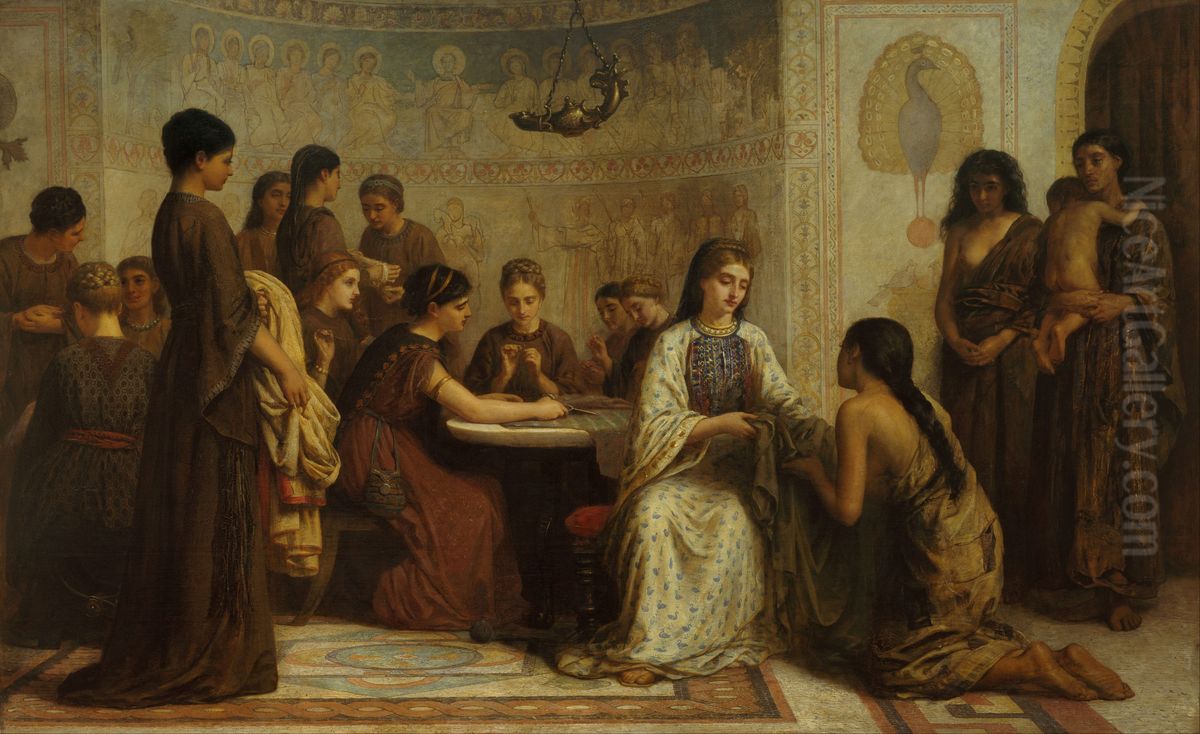A Dorcas meeting in the 6th century Oil Painting by Edwin Longsden Long
