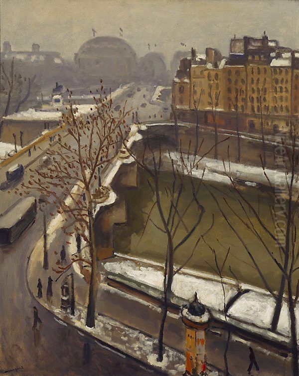 The Pont Neuf in the snow Oil Painting by Albert Marquet