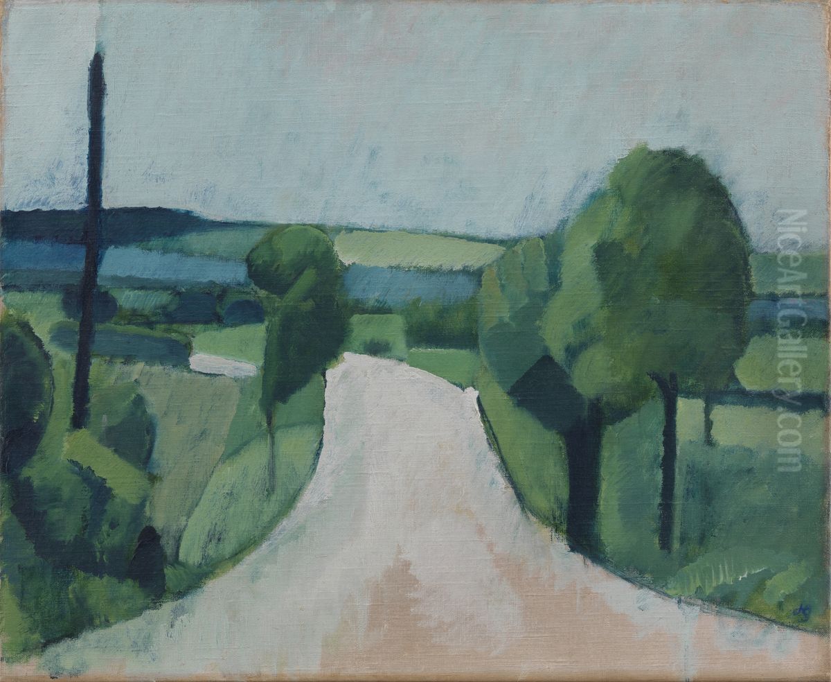 Landevej ved Faborg Oil Painting by Harald Giersing