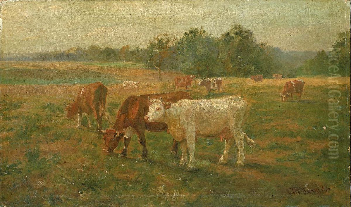 Cows Oil Painting by Edward Mitchell Bannister