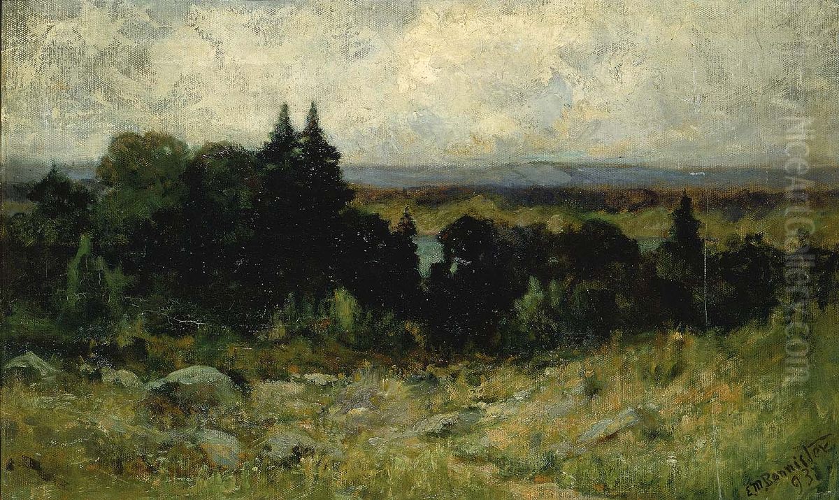 Untitled (landscape, fields with rocks and trees) Oil Painting by Edward Mitchell Bannister