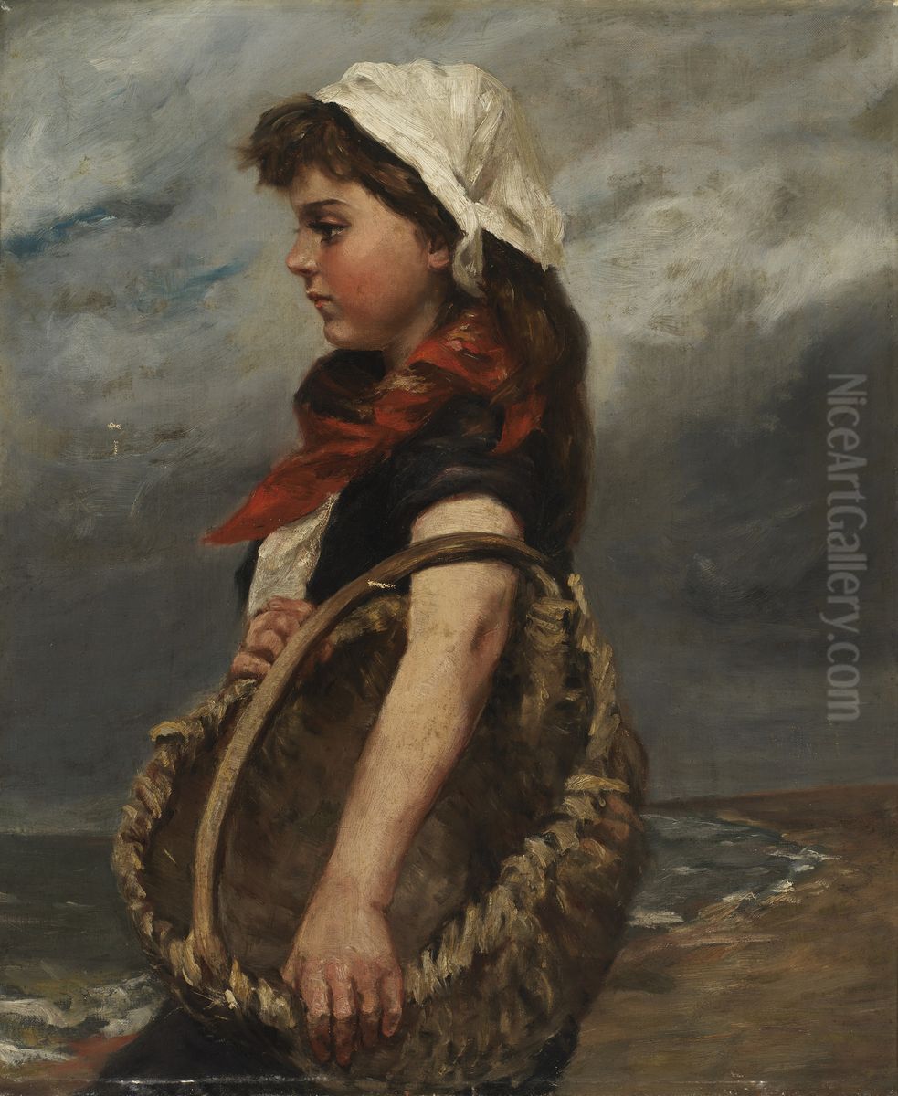 Girl with Basket Oil Painting by unknown
