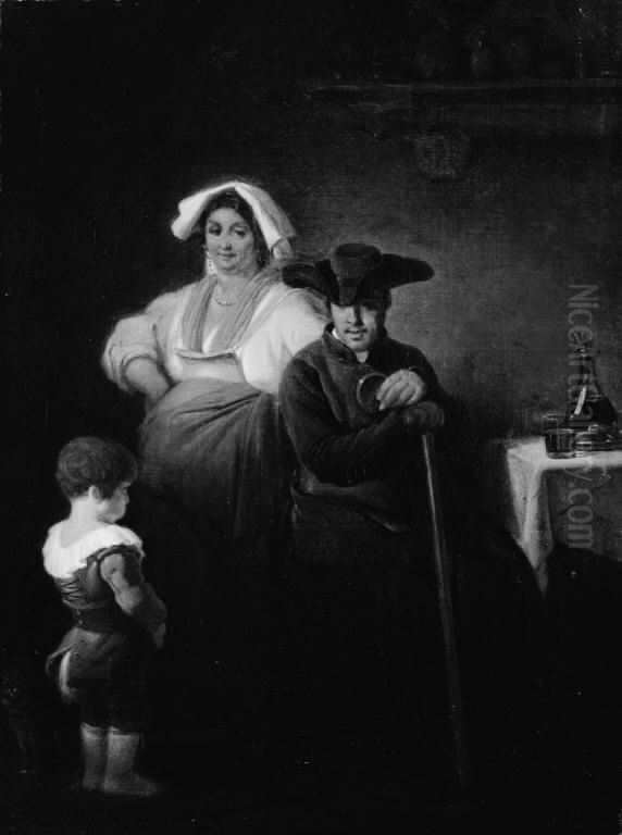 A Little Boy being Presented to a Priest Oil Painting by Ernst Meyer