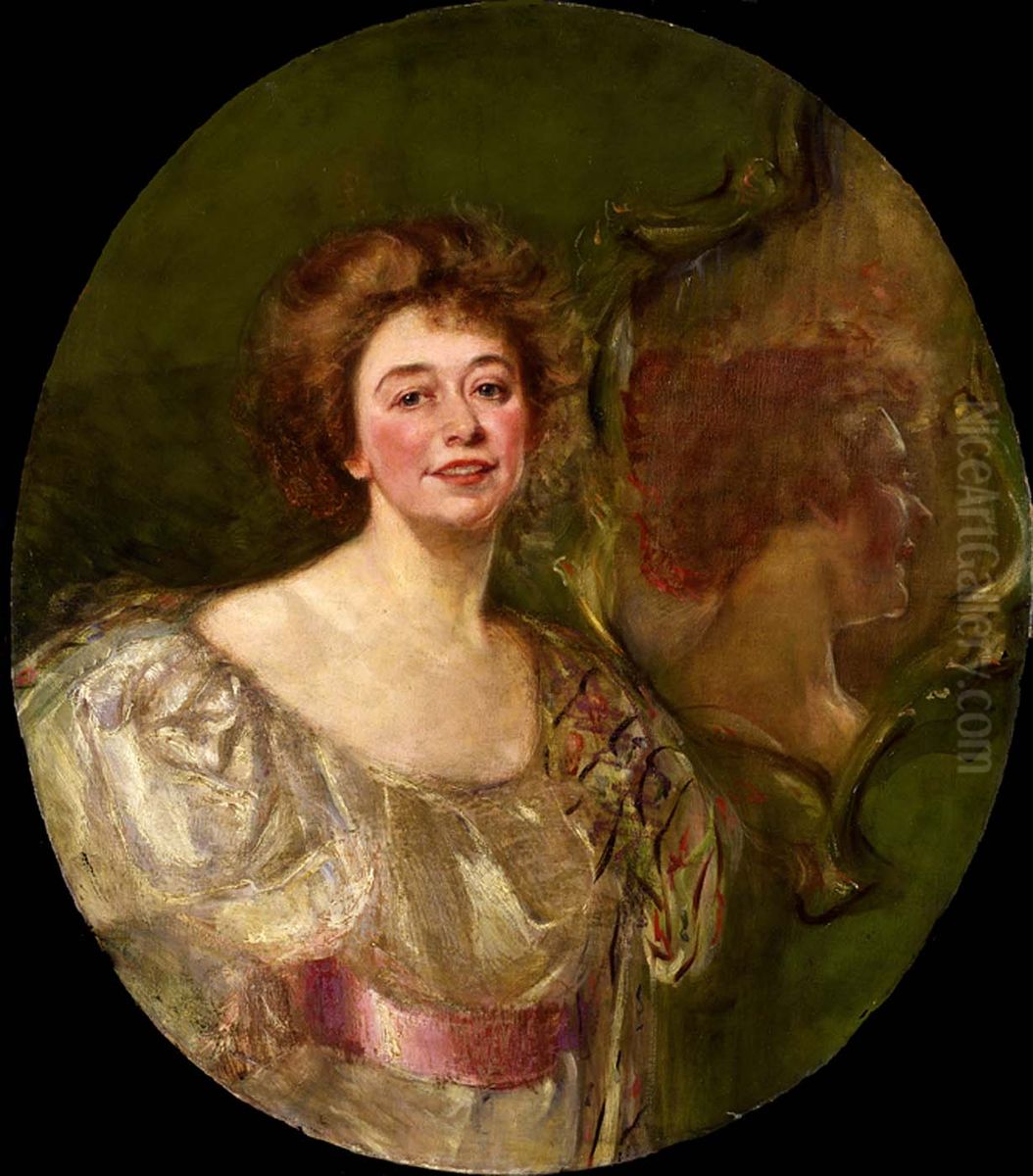 Self-Portrait Reflected in Mirror Oil Painting by Alice Pike Barney