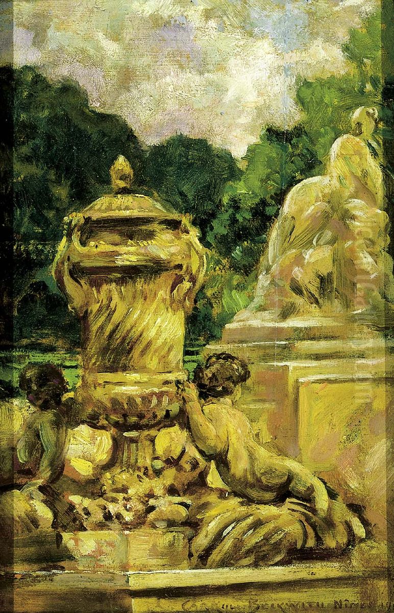 Jardin de la Fontaine at Nimes, France Oil Painting by James Carroll Beckwith