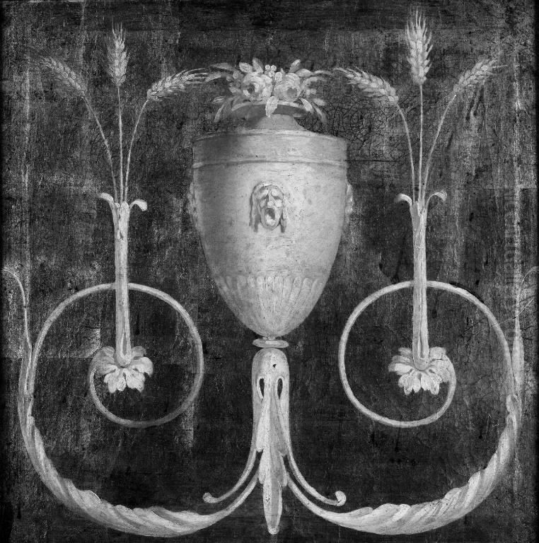 Ornamental panel, presumably a wall decoration. Oil Painting by Nicolai Abildgaard